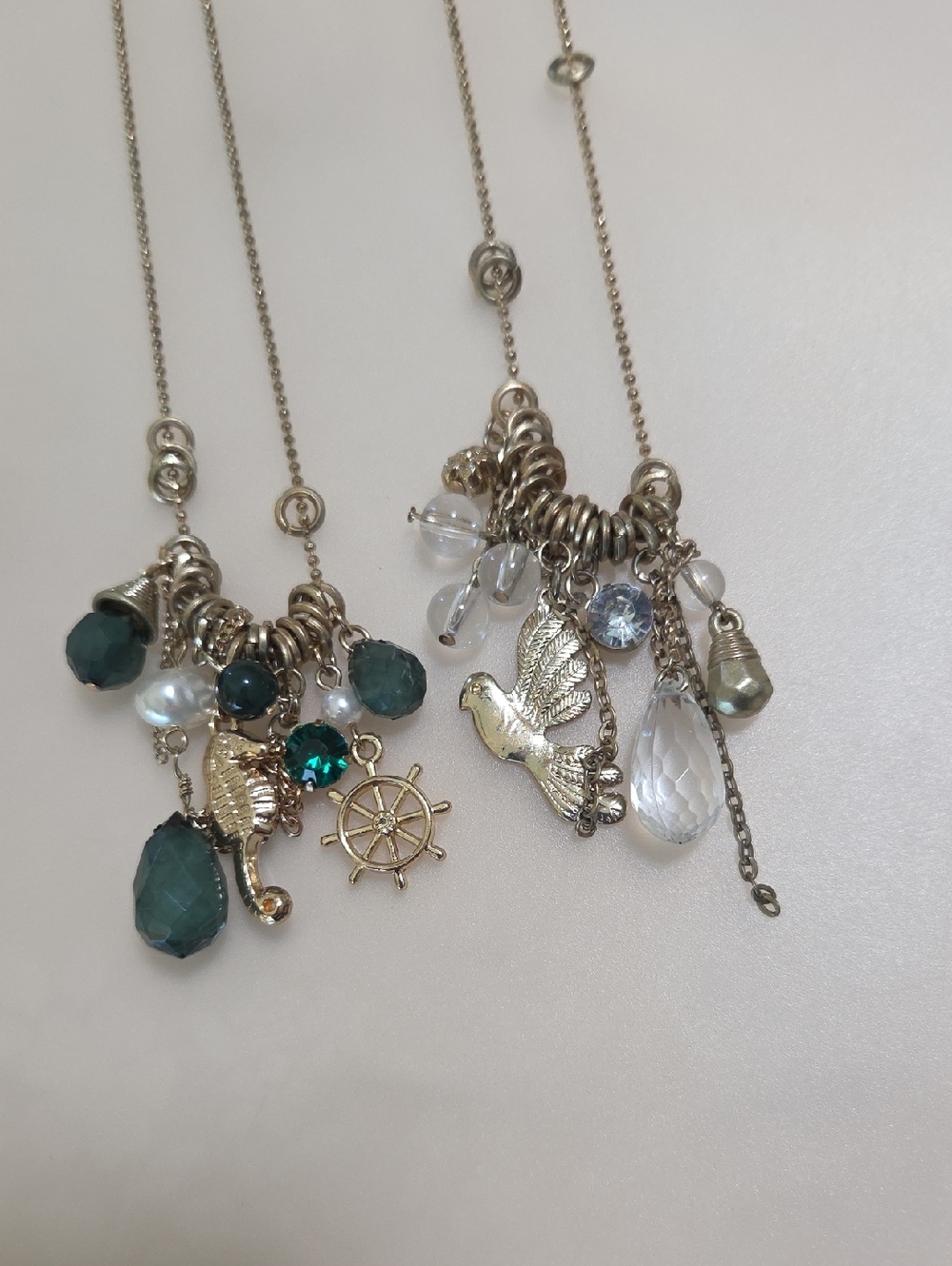 Sea And Dove Themed Charm Necklaces Set